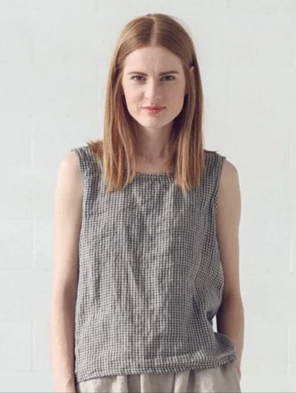 Sleeveless Gingham Tank Top in Black and White